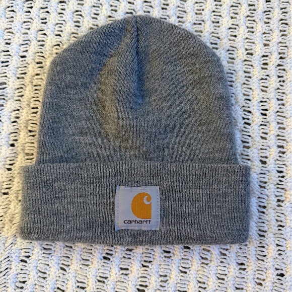 Carhartt Other - CARHARTT EUC Classic Heather Gray Cuffed Ribbed Adult Unisex Logo Beanie